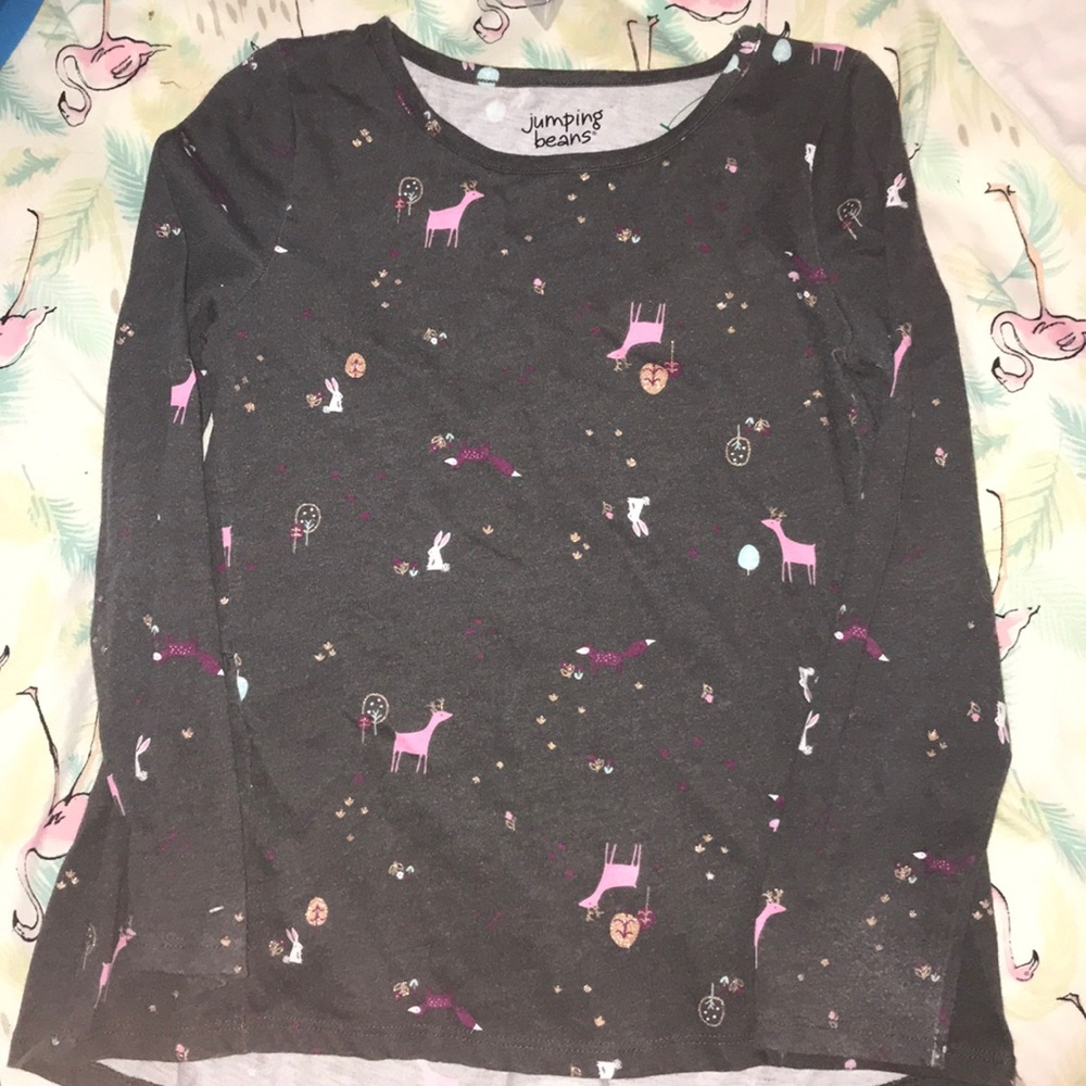Long Sleeved Girls Shirt w/ Little Forest Animals